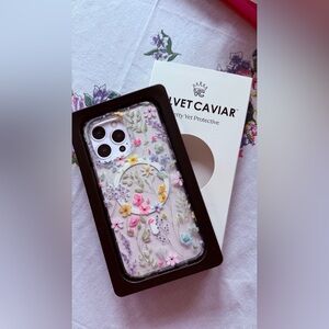 Velvet Caviar Holographic iPhone 15 pro max  Case Floral Design
